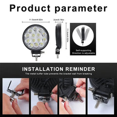 Set 4x Proiector LED Rotund 42W, Aluminiu – 12/24V, Alb 6000K