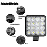 Set 4x Proiector LED 48W Pătrat Aluminiu – 12/24V, Alb 6000K