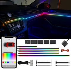 Kit Lumini Ambientale Auto RGB sau Symphony, 18-în-1, 64 Culori, Control App