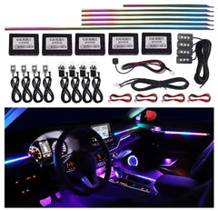 Kit Lumini Ambientale Auto Acrilic 18-în-1 RGB & Symphony, APP Control + Varianta cu 4 boxe ambientale Ø15 cm se selectează separat
