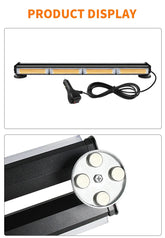 Bară Avertizare LED COB Stroboscopică – Galben, 12/24V, Montaj Magnetic