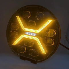 Proiector LED Rotund 9" – 120W, Alb+Galben DRL, Spot/Flood/Combo, Flash, 12/24V - My Store