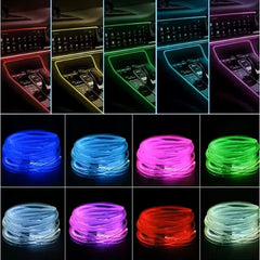 Bandă LED RGB cu Fibra Optică Interior Auto – 2/3/5M, USB