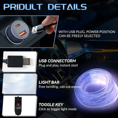 Bandă LED RGB cu Fibra Optică Interior Auto – 2/3/5M, USB