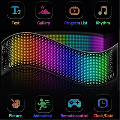 Panou LED RGB Flexibil Programabil – Text Personalizat, Control App/Telecomandă, USB 5V