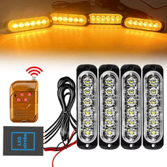 Lampă LED Avertizare Auto cu Telecomandă Wireless – 12 Moduri Flash, 12-24V, Montaj Grilă pentru Camion, SUV, Pickup