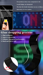 Panou LED RGB Flexibil Programabil – Text Personalizat, Control App/Telecomandă, USB 5V