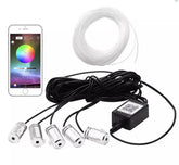 Set Lumini Ambient Auto cu Fibra Optică – RGB 6M, Control App & Muzică, 12V