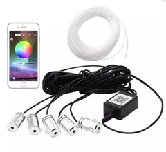 Set Lumini Ambient Auto cu Fibra Optică – RGB 6M, Control App & Muzică, 12V