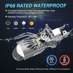 Set 2x Becuri H4 cu Lupa Bi-LED, 2 Faze – 120W, 18.000Lm, 6000K, 9-32V