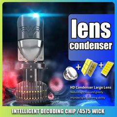 Set 2x Becuri H4 cu Lupa Bi-LED, 2 Faze – 160W, 28.000Lm, 6000K, CANBUS