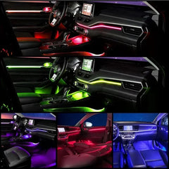 Kit Lumini Ambientale Auto Acrilic 18-în-1 RGB & Symphony, APP Control + Varianta cu 4 boxe ambientale Ø15 cm se selectează separat