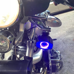 Set 2x Proiector LED 3" cu Inel Albastru (Halo) Aluminiu – 30W, 12/24V - My Store