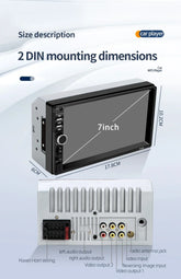 Radio Auto 2DIN 7” Ecran Tactil – Bluetooth, CarPlay, USB, Cameră Marșarier - My Store