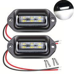 Set 2x Lampă LED Număr Înmatriculare 12–24V, 6 LED, Alb Rece, Universală