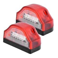 Set 2x Lampă LED Număr Înmatriculare 12–24V Universală, 6 LED, Alb & Roșu