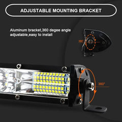 Bară LED Slim 12-24V, Spot & Flood Combo, 104W-208W 6000K IP68, Off-Road SUV Utilaje