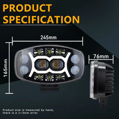 Proiector LED 10" – 100W, 22.000Lm, 12/24V, Spot/Flash/Flow, Alb+Galben, IP67 - My Store