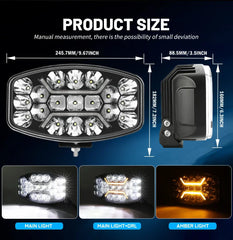 Proiector LED 10" – 200W, 30.000Lm, Alb+Chihlimbar DRL, Flood+Spot, 12/24V, IP67 - My Store