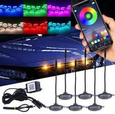 Kit 6x Lumină LED RGB Grilă Frontală – 12V, Control App, Stroboscop