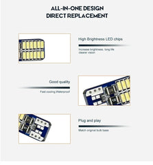 Set 2x Becuri LED W5W T10 Canbus – 12V, 3014-24SMD, 6000K Alb
