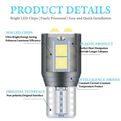 Set 2x Becuri LED W5W/T10/T15/W16W Canbus – 12V, 3030-6SMD, 6000K Alb