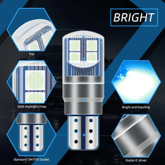 Set 2x Becuri LED W5W T10 Canbus – 12V, 3030-8SMD, 6000K Alb