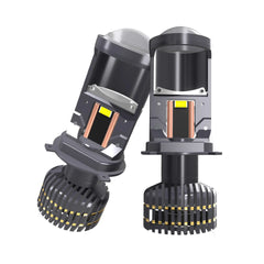 Set 2x Becuri H4 cu Lupa Bi-LED, 2 Faze – 160W, 28.000Lm, 6000K, CANBUS