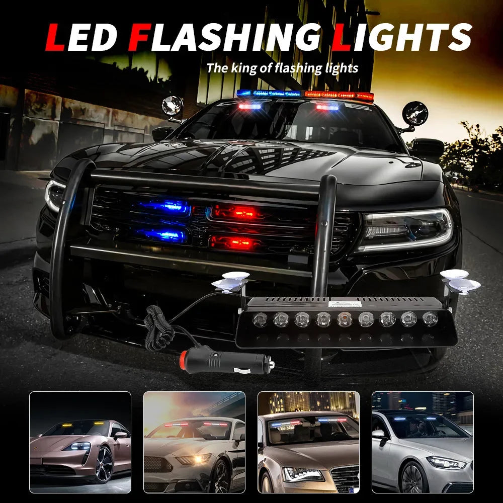 Lumină de Avertizare LED Stroboscop – 8x, cu Ventuză, 12V - My Store