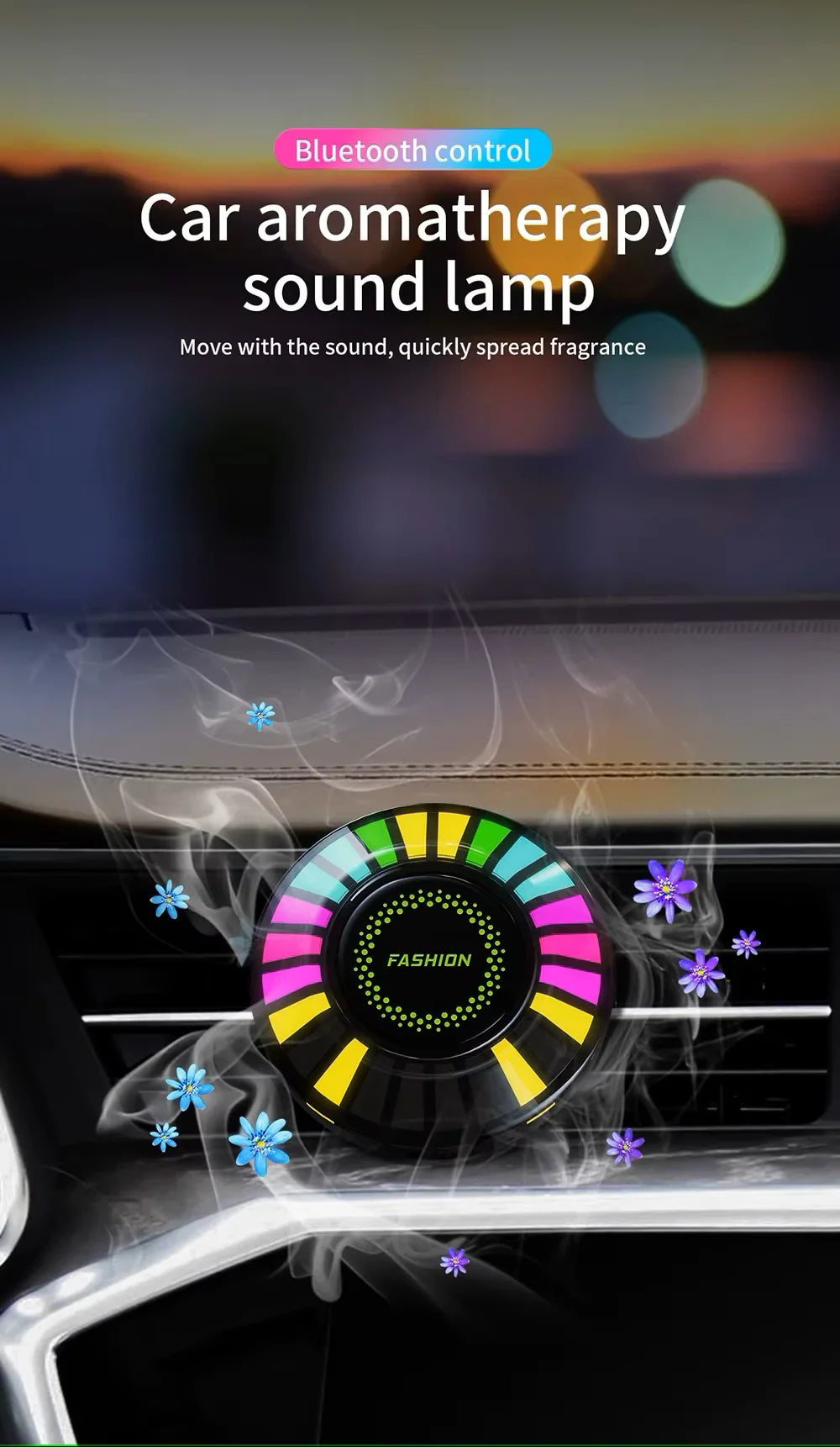 Lampă Ambient Auto – Aromaterapie, RGB, Control App, Muzică - My Store