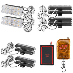 Lampă LED Avertizare Auto cu Telecomandă Wireless – 12 Moduri Flash, 12-24V, Montaj Grilă pentru Camion, SUV, Pickup