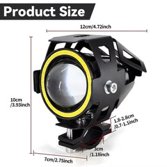 Proiector LED cu Angel Eyes pt Moto, ATV, Off Road – 2 Faze si Mod Stroboscop