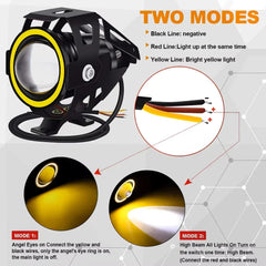 Proiector LED cu Angel Eyes pt Moto, ATV, Off Road – 2 Faze si Mod Stroboscop