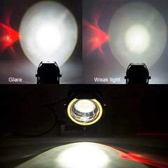 Proiector LED cu Angel Eyes pt Moto, ATV, Off Road – 2 Faze si Mod Stroboscop