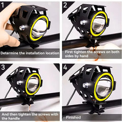 Far LED Moto U7 cu Angel Eyes – 12–60V, IP67 - My Store