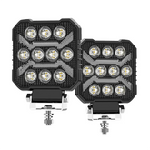 2x Proiector LED Pătrat 4" DRL Aluminiu – 9–30V, Alb+Galben, Zi/Stroboscopic - My Store