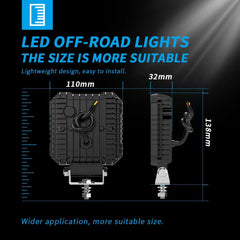 Set 2x Proiectoare LED Pătrate 4" – Alb & Galben, 12/24V, IP68 - My Store