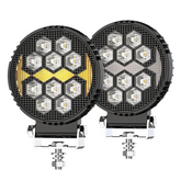 Set 2x Proiector Rotund LED 4" Aluminiu – 9–30V, Alb + Galben