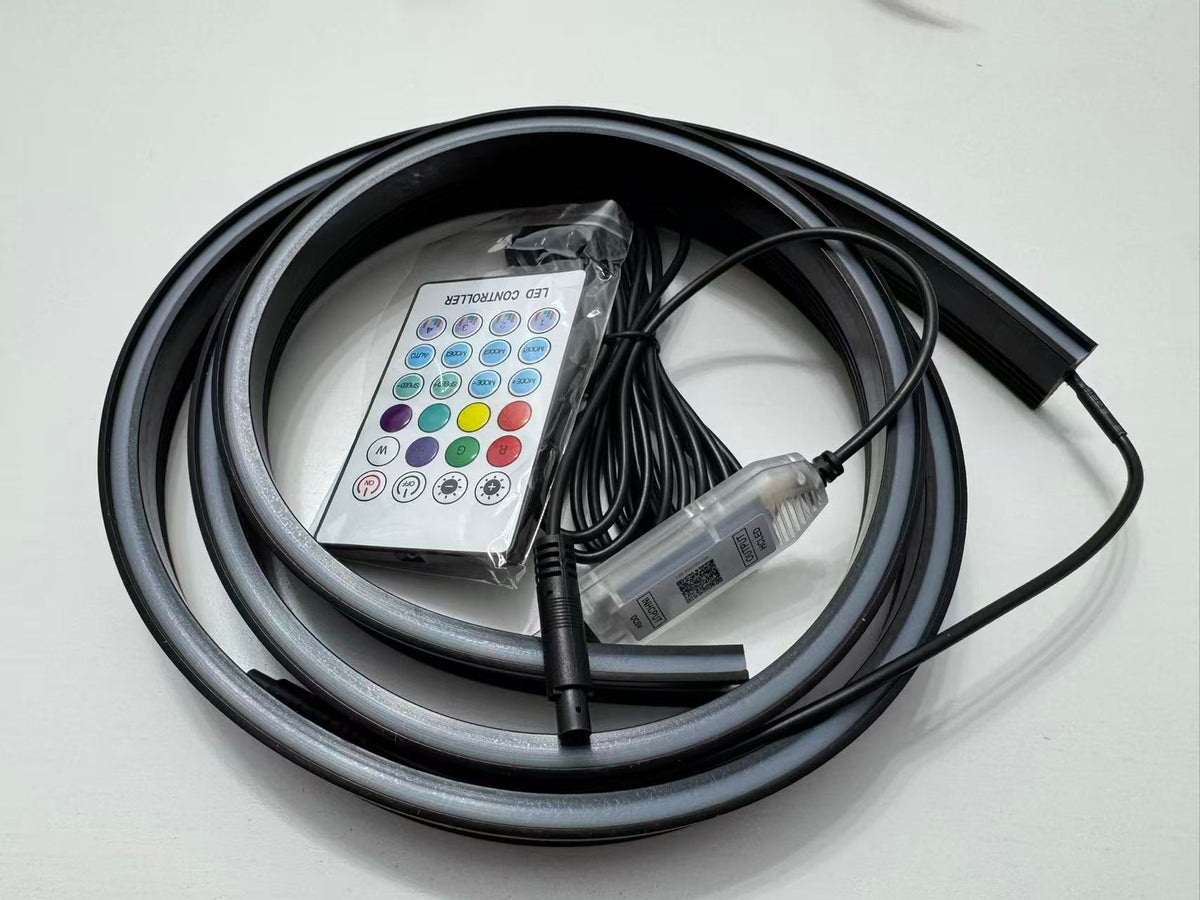 Bandă LED RGB Ambientală pentru Parbriz Auto 1.5M – Control APP / Telecomandă / Buton, Alimentare USB 5V