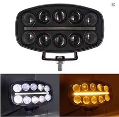 Proiector LED 9” 120W 18.000LM cu lupă, lumină albă + poziție galbenă, 12–24V
