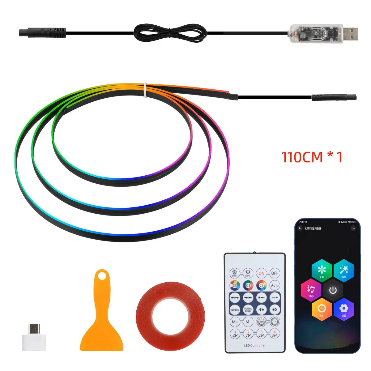 Bandă LED RGB Interior Auto – Symphony, Control App & USB - My Store