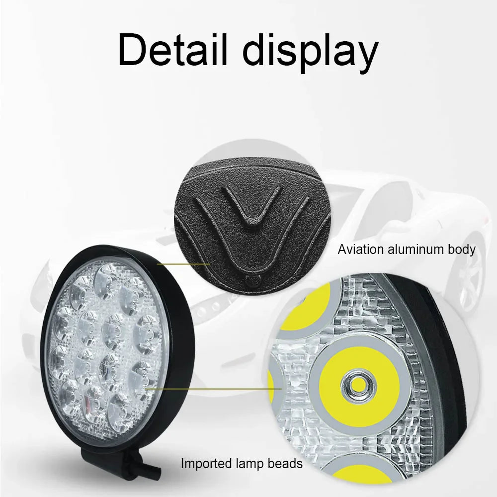 Set 4x Proiector LED Rotund 42W, Aluminiu – 12/24V, Alb 6000K - My Store