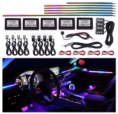 Kit Lumini Ambientale Auto Acrilic 18-în-1  RGB & Symphony, APP Control + Opțiune 4 Boxe Ambientale Ø15 cm