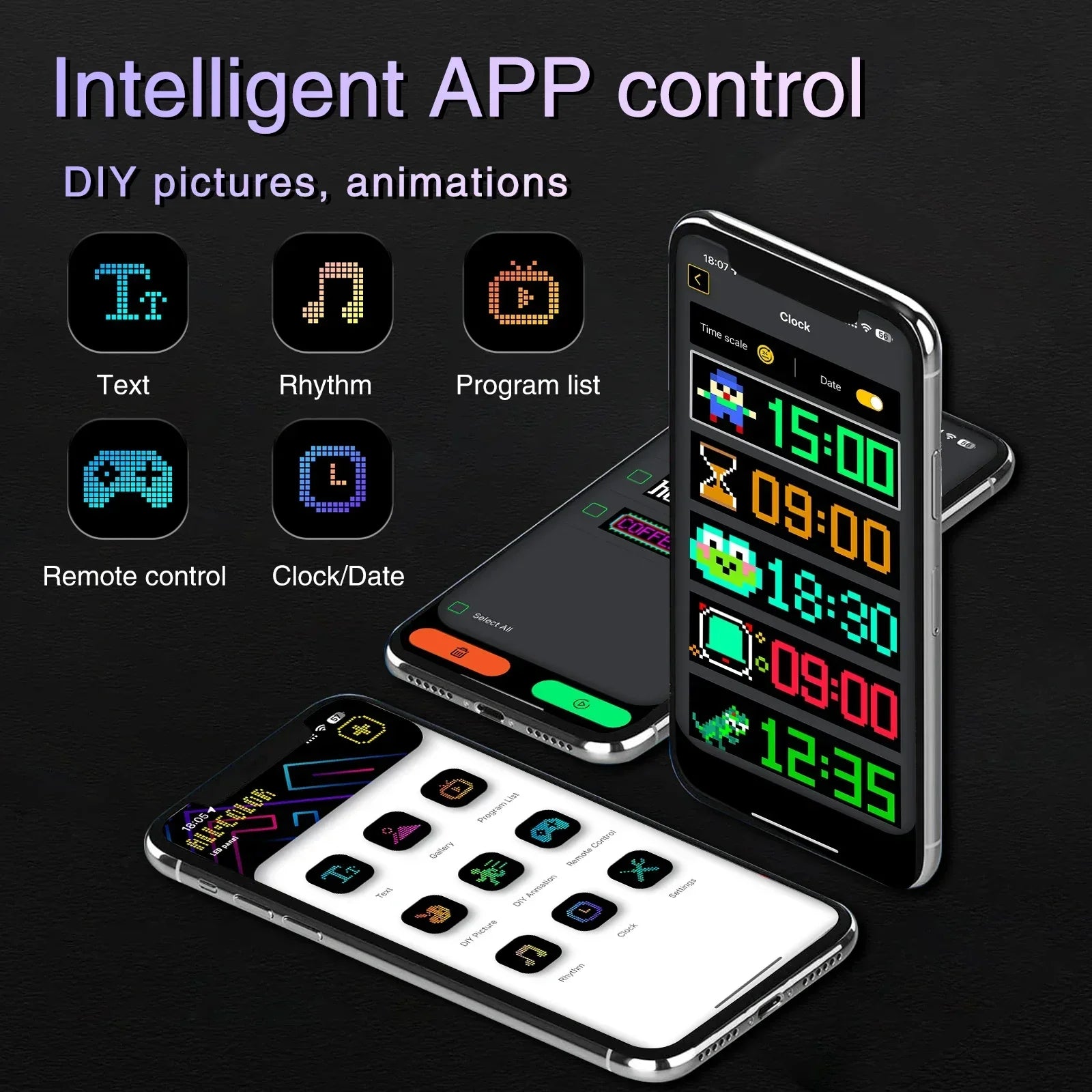 Afișaj LED Programabil RGB – Text Personalizat, Control App/Telecomandă, USB - My Store
