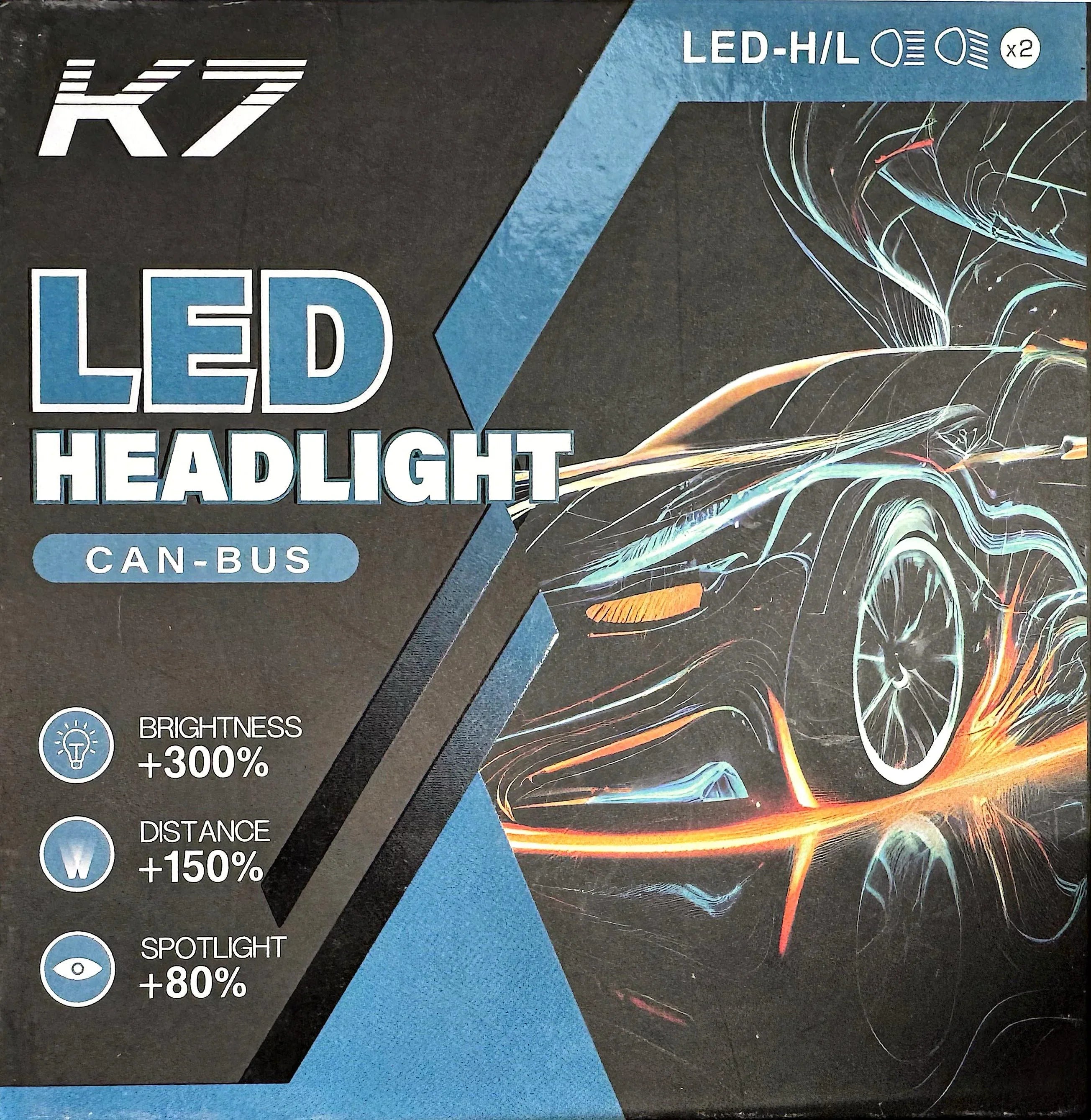 Set 2 Becuri LED Auto K7 1:1 – H7, 100W, 10000LM, 6000K, CANBUS - My Store