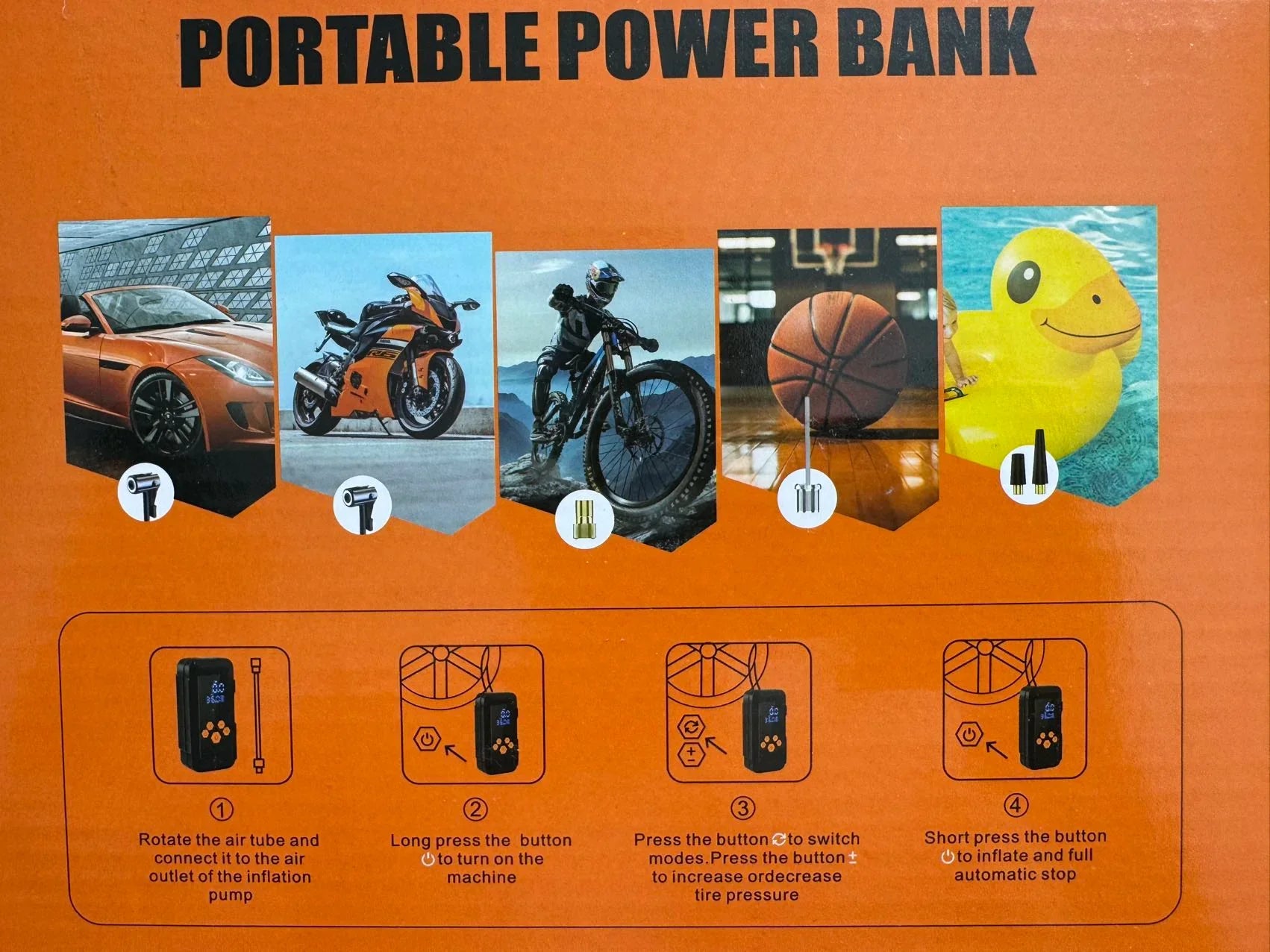 Compresor Aer Portabil Wireless – 120PSI, LCD, Auto/Moto/Bike - My Store