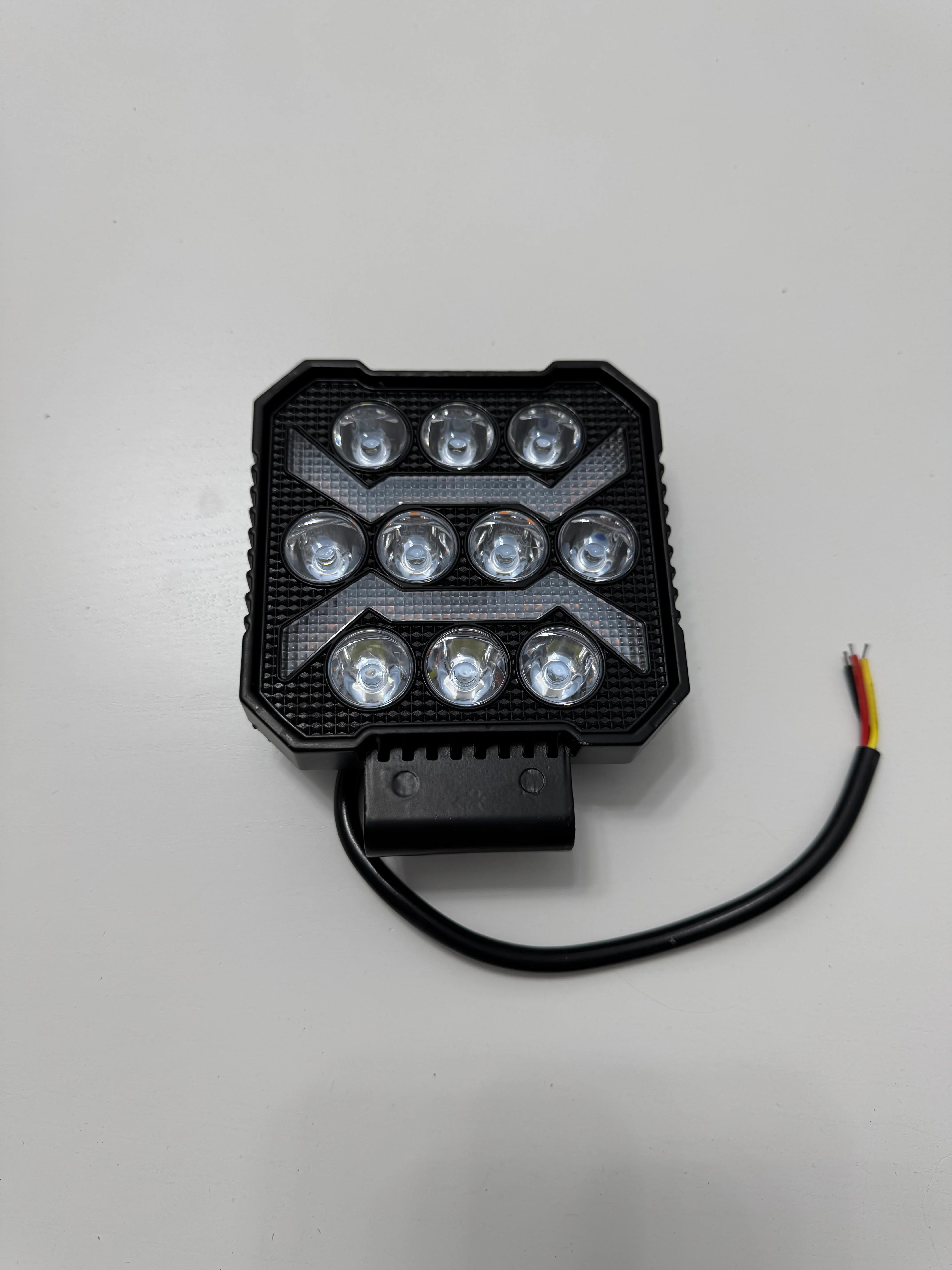 2x Proiector LED Pătrat 4" DRL Aluminiu – 9–30V, Alb+Galben, Zi/Stroboscopic - My Store