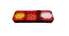 Set 2× Stopuri LED 12/24V, Galben/Roșu/Alb – Camion & Remorcă, 26×12 cm
