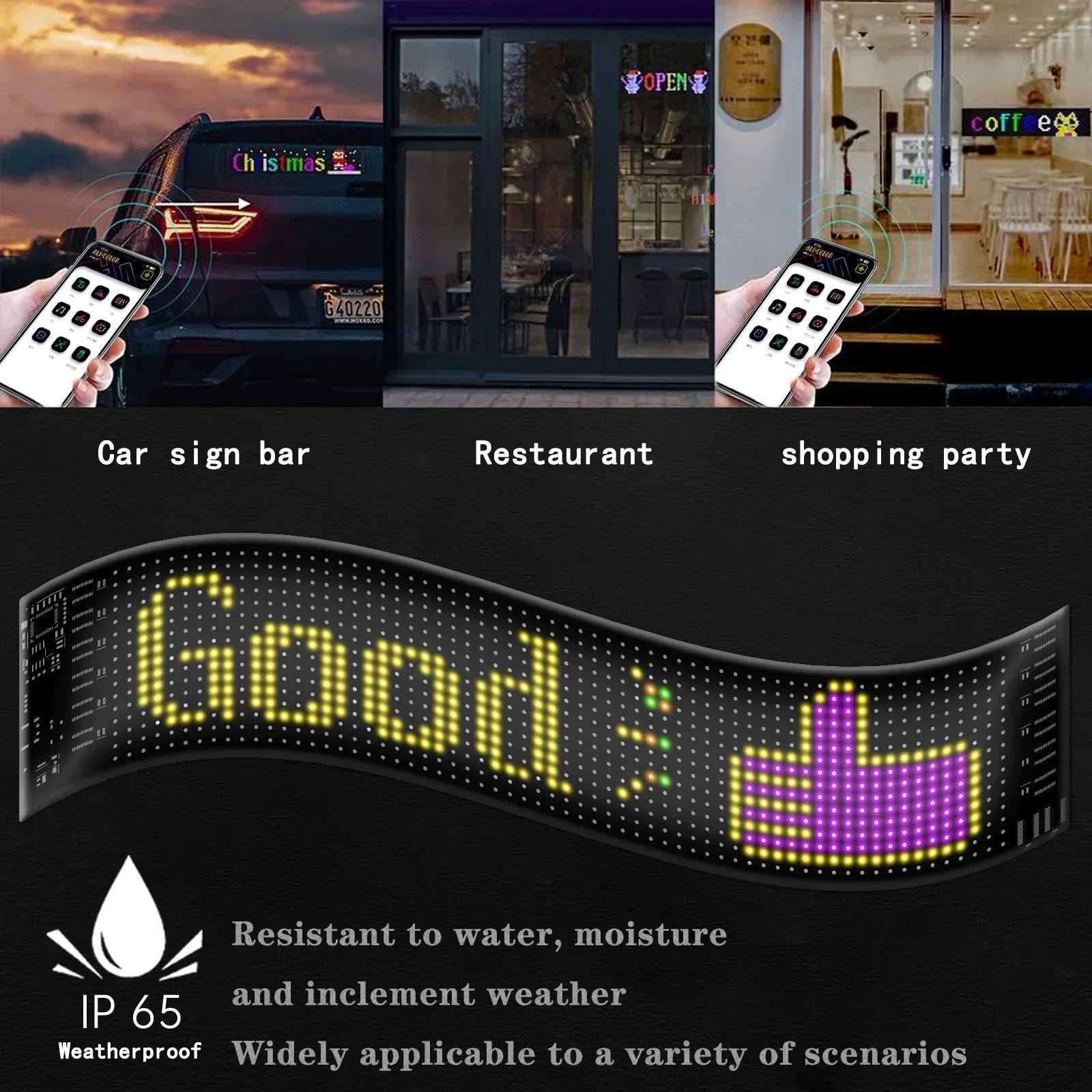 Afișaj LED Programabil RGB – Text Personalizat, Control App/Telecomandă, USB - My Store