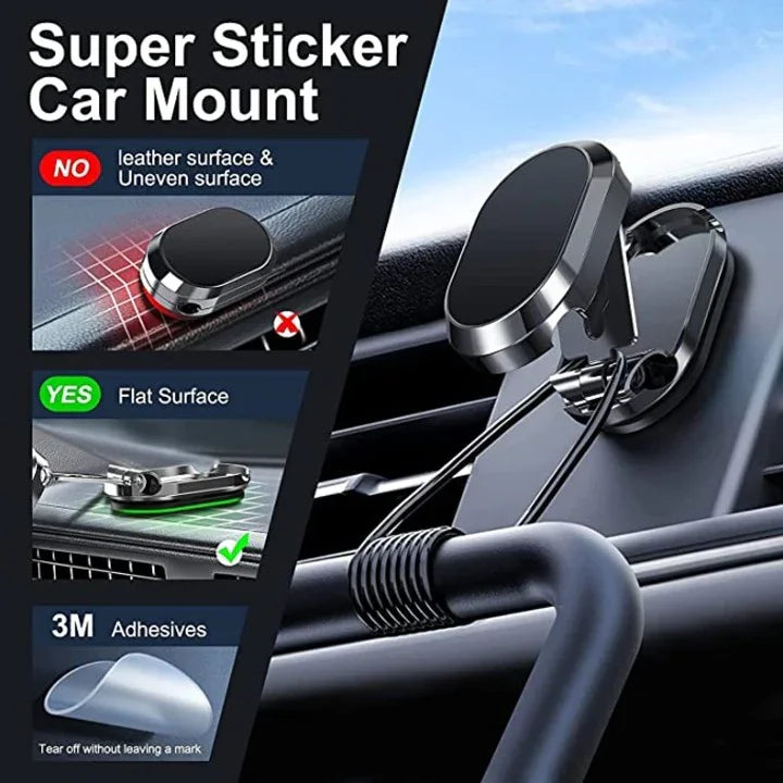 Suport Telefon Auto Magnetic 360° – Pliabil, Magneți N45, Bază 3M - My Store